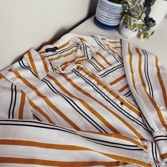 DYNAMITE Stripes Orange and White Blouse - Picture 5 of 5